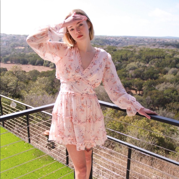 Long Sleeve Floral Mini Dress with Ruffle Detail - Picture 3 of 8